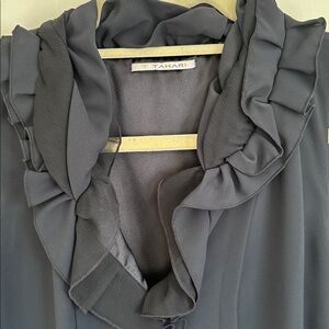 T Tahari Navy Sleeveless Midi Dress